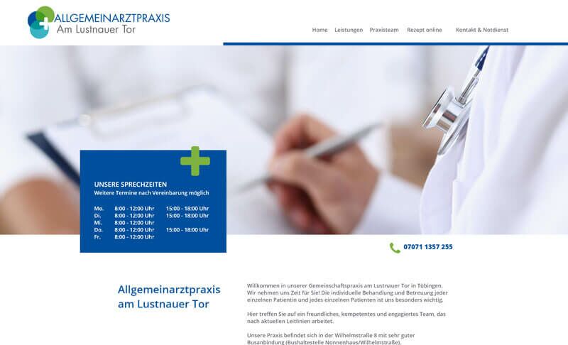 Webdesign Allgemeinarztpraxis am Lustnauer Tor